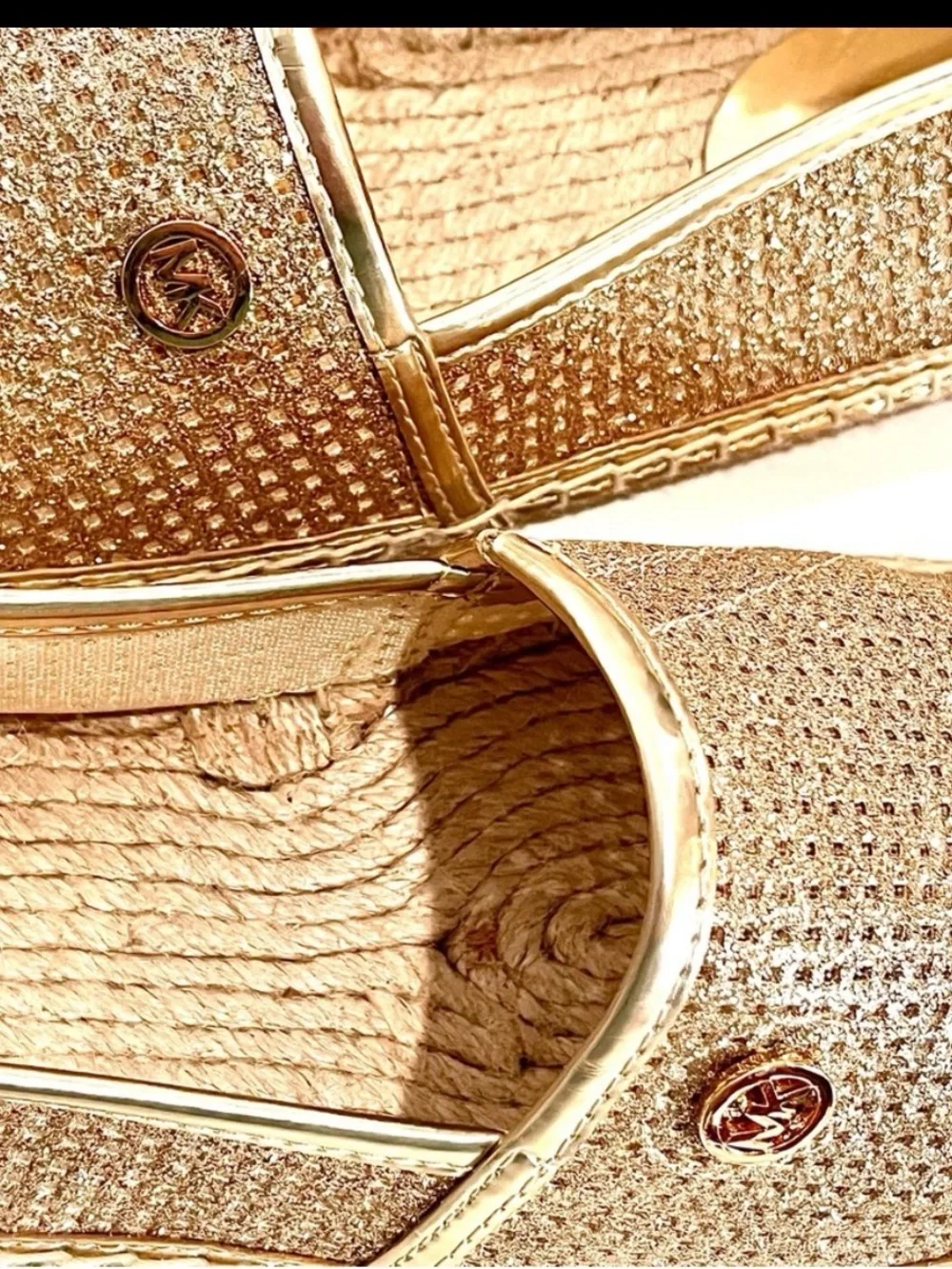 Michael Kors Kendrick Gold Metallic Espadrille Slip On Flats NWT 9